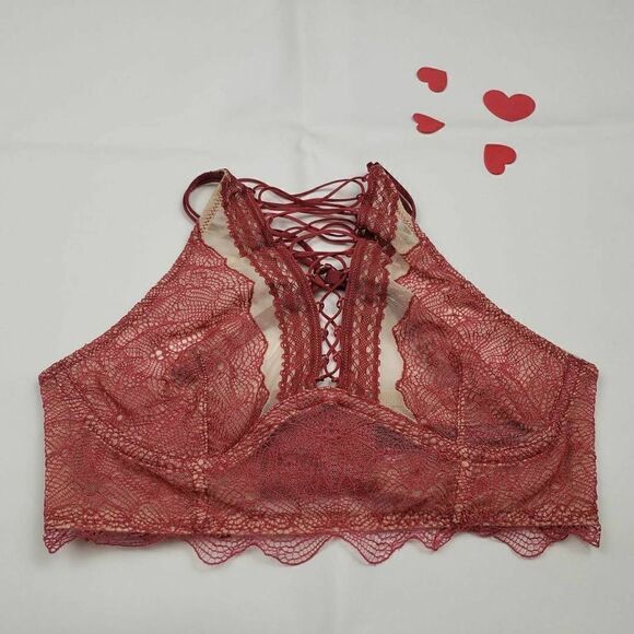 Victoria's Secret Very Sexy Brown Lace Up Racerback Bralette Bra XS NWT - Picture 1 of 4